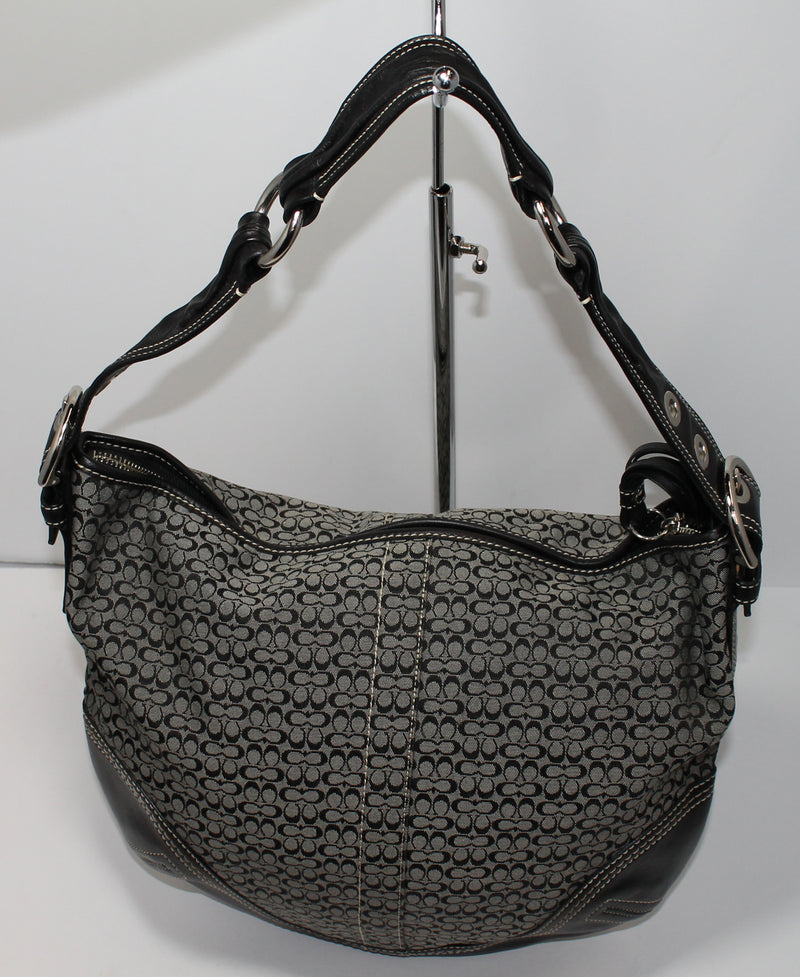 Coach Purse: F02158 Black Signature Shoulder Bag