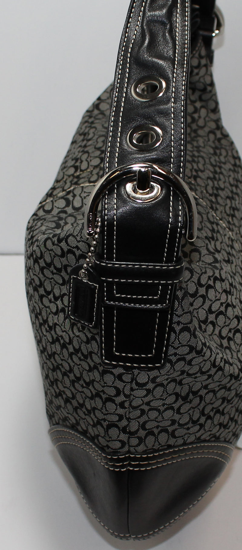 Coach Purse: F02158 Black Signature Shoulder Bag