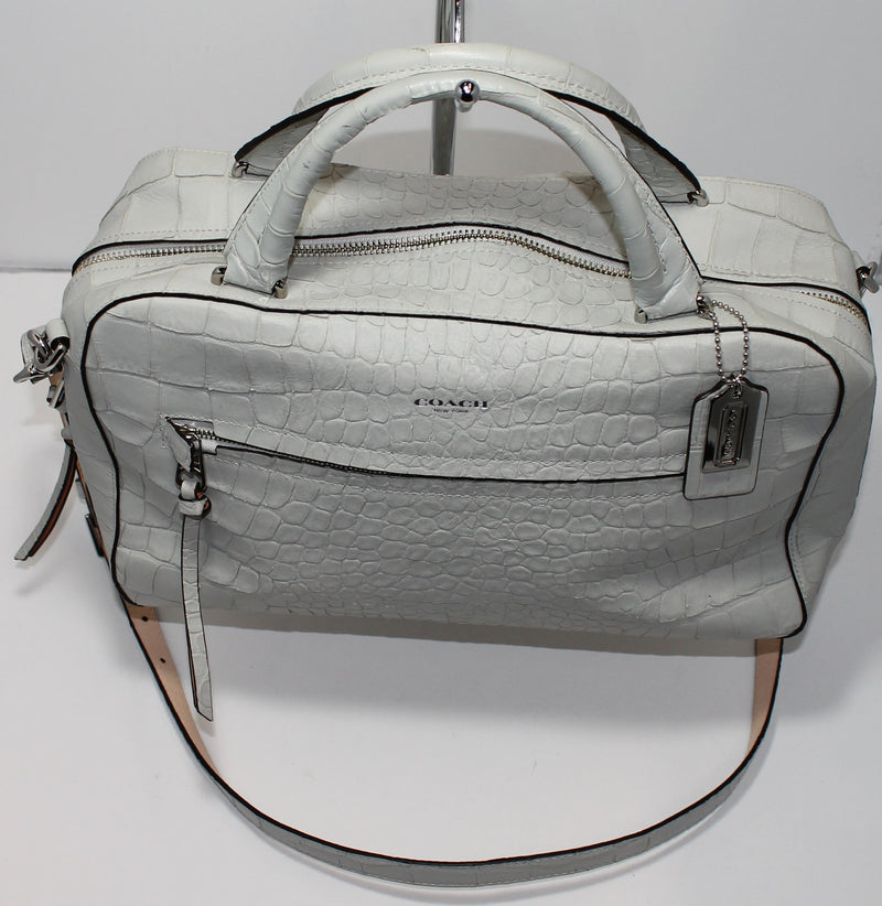 Coach Purse: 30449 Gray Bleeker Croc Embossed Satchel