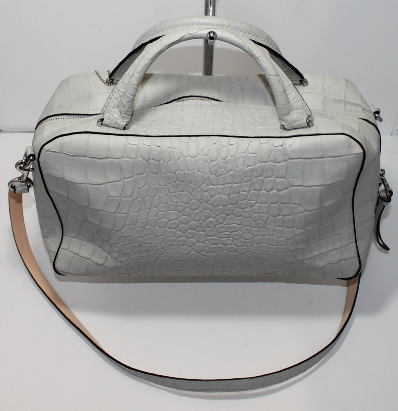 Coach Purse: 30449 Gray Bleeker Croc Embossed Satchel