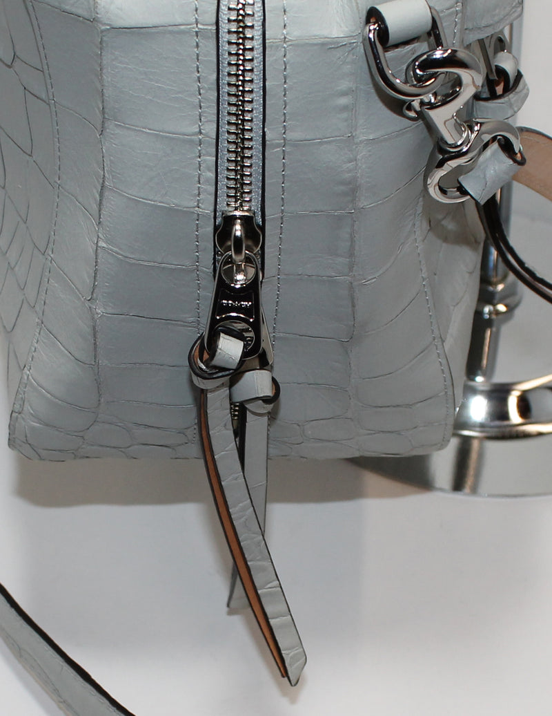 Coach Purse: 30449 Gray Bleeker Croc Embossed Satchel