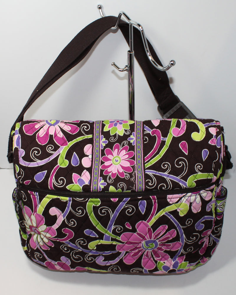 Vera Bradley Purse: Brown Floral Messenger Bag