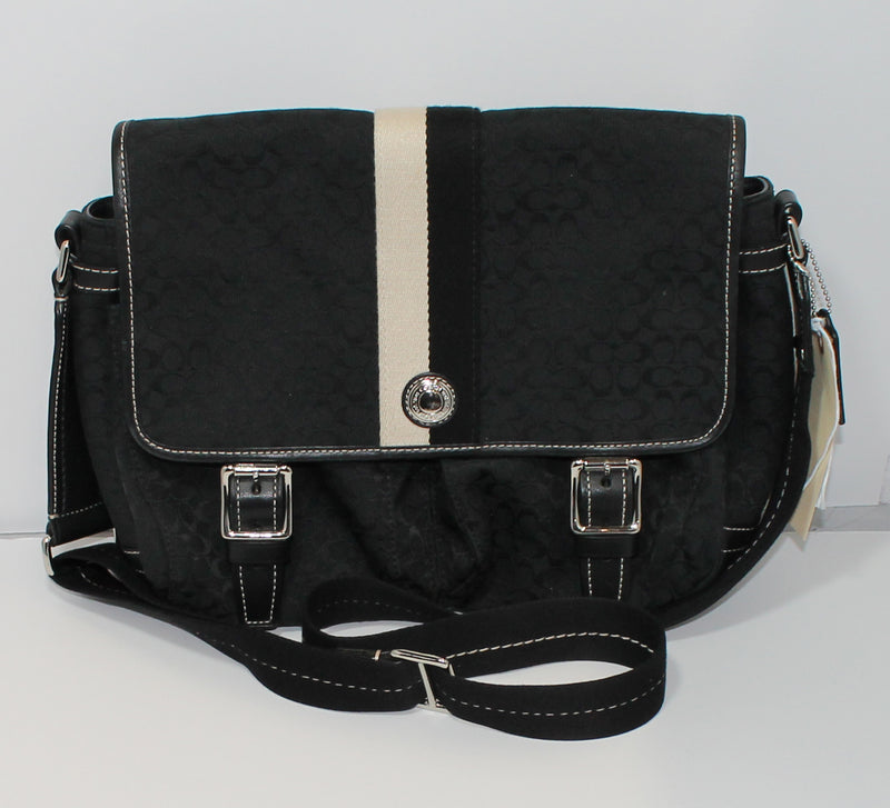 Coach Purse: Signature Black Voyager Messenger Shoulder Bag