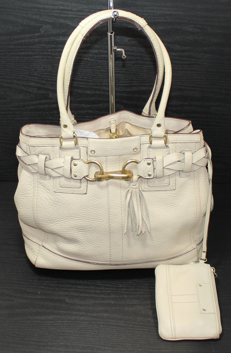 Coach Purse: Ivory Hampton Shoulder Bag with Coin Purse