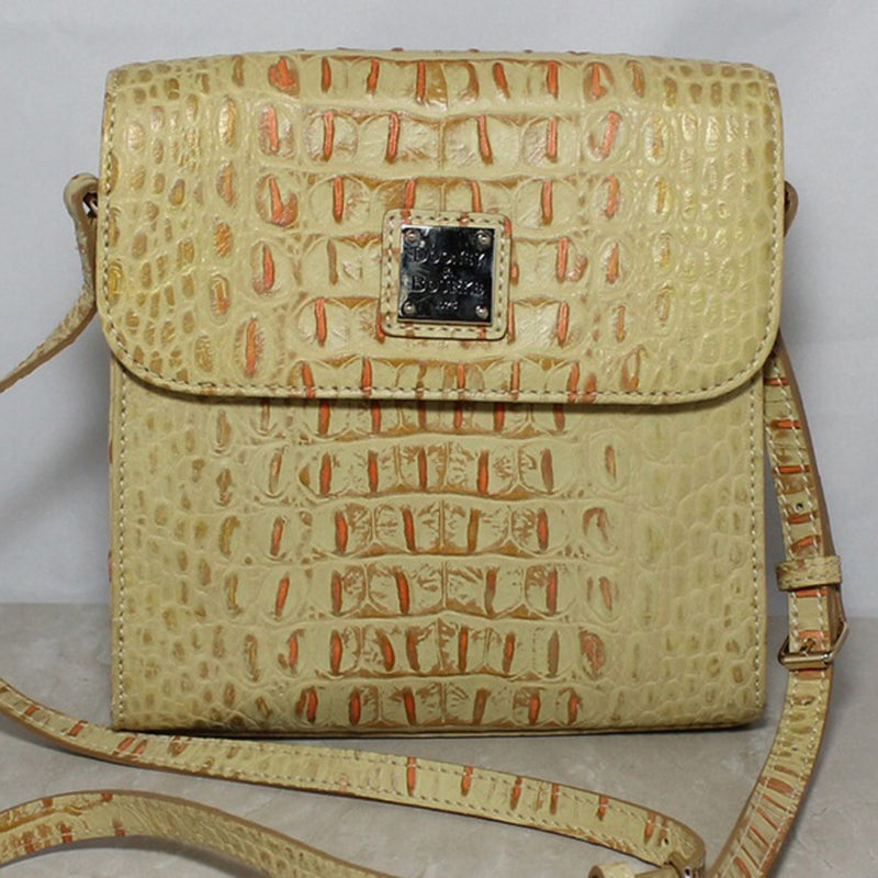 Dooney & Bourke Purse: Orange Canvas Leather Croc Flap Crossbody Bag