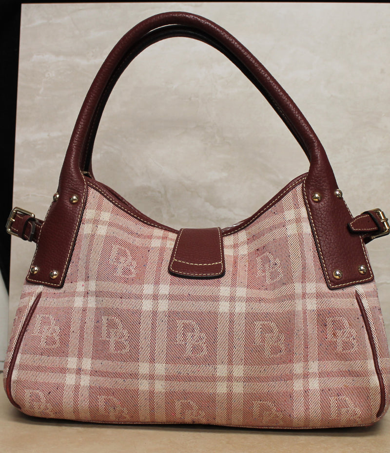 Dooney & Bourke Purse: Red Checked Tweed Signature Shoulder Bag