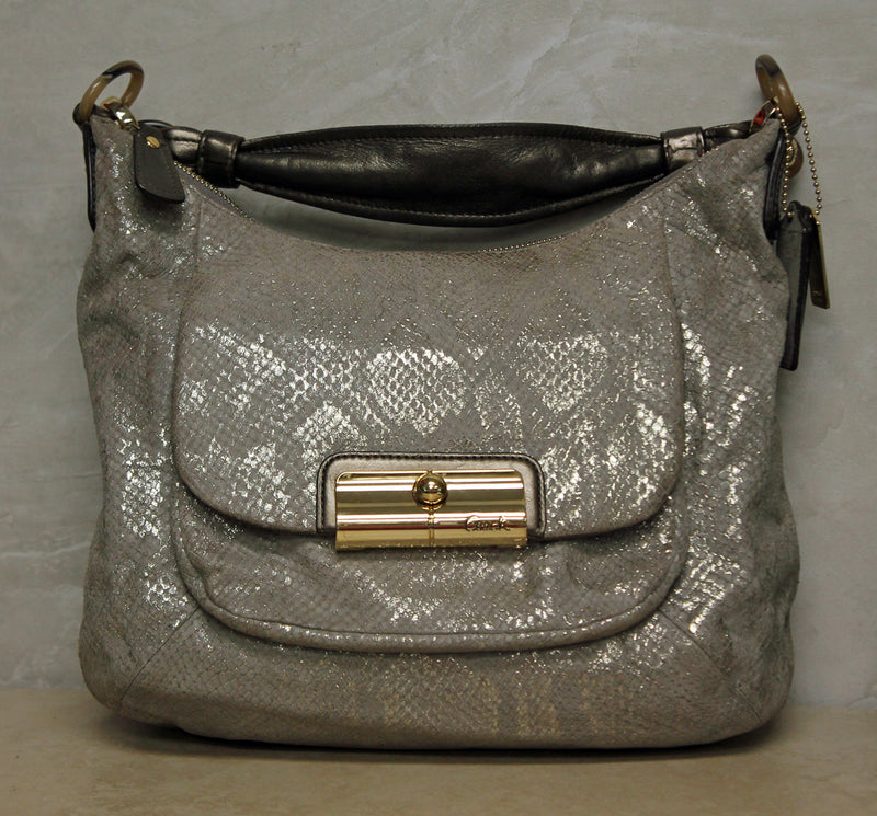 Coach Purse: 18306 Silver Hobo Bag