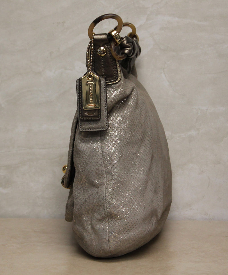 Coach Purse: 18306 Silver Hobo Bag