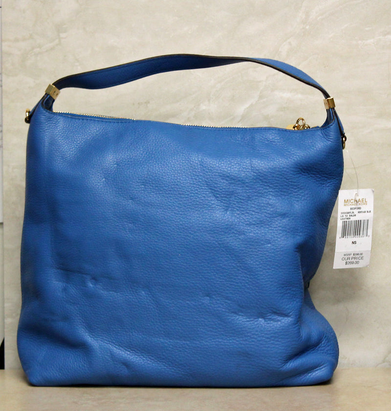 Michael Kors Purse: Hamilton Beford Blue Leather Shoulder Bag