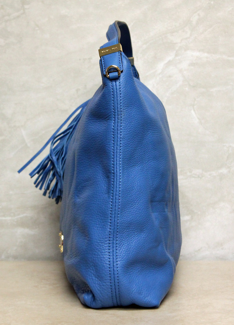 Michael Kors Purse: Hamilton Beford Blue Leather Shoulder Bag