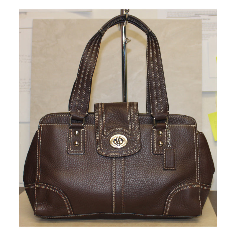 Coach Purse: F13961 Brown Hampton Leather Shoulder Bag