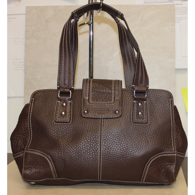 Coach Purse: F13961 Brown Hampton Leather Shoulder Bag