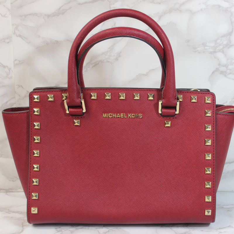 Michael Kors Purse: Cherry Selma Studded Shoulder Bag