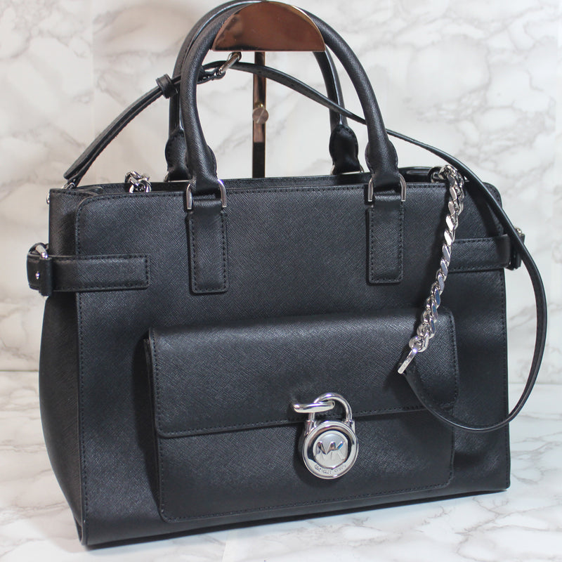 Michael Kors Purse: Black Leather Emma Satchel