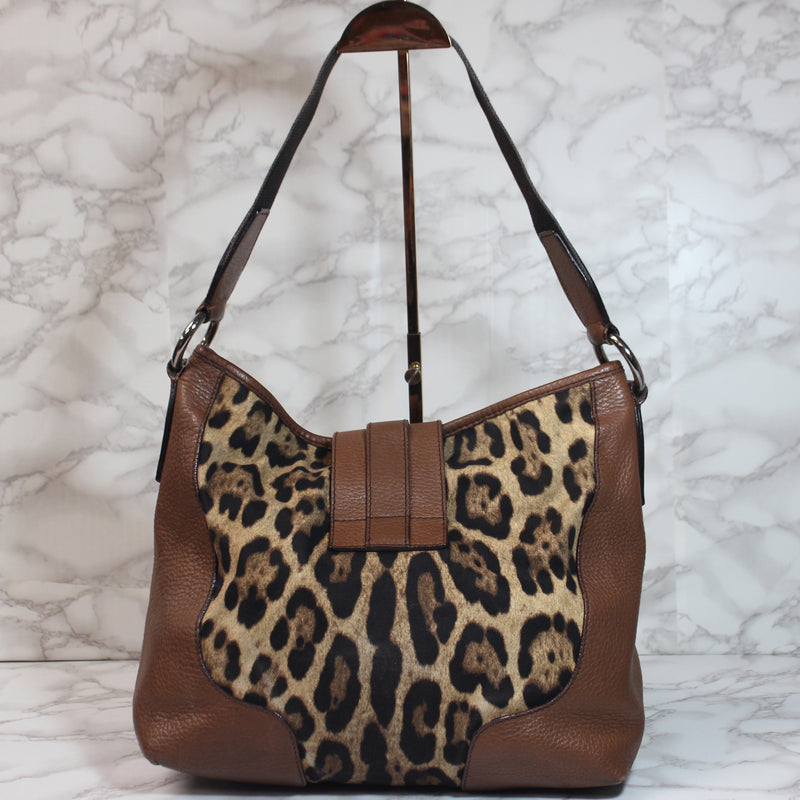 Dolce & Gabbana Purse: Leather Leopard Print Satchel