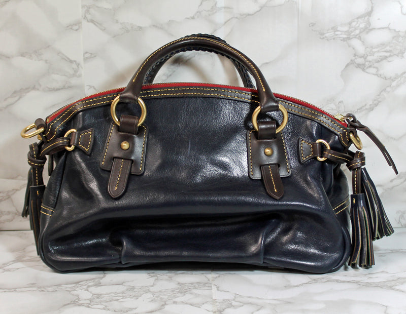 Dooney & Bourke Purse: Navy Leather Satchel