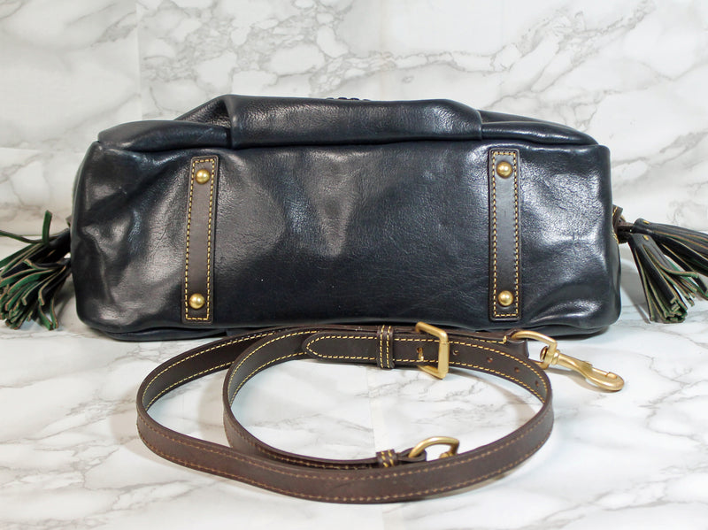 Dooney & Bourke Purse: Navy Leather Satchel