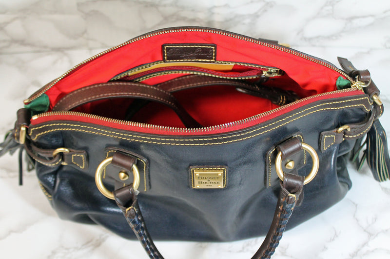 Dooney & Bourke Purse: Navy Leather Satchel