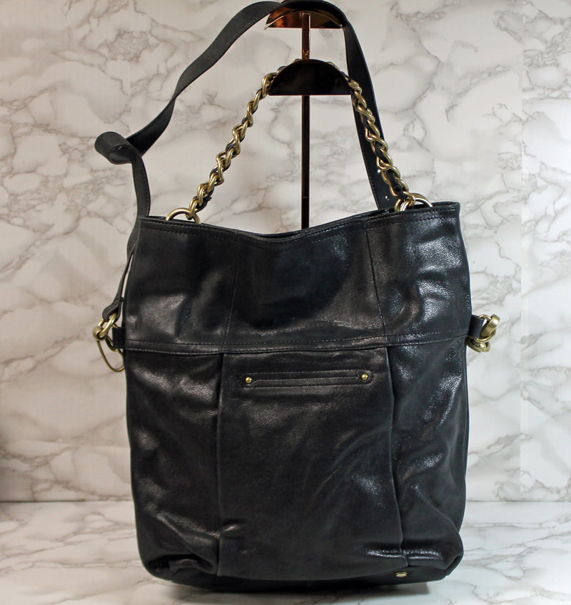 B Makowsky Purse: Black Leather Convertible Handbag