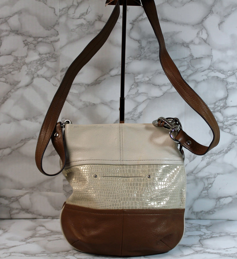 B.Makowsky Purse: Ivory Brown Juliet Crossbody Bag