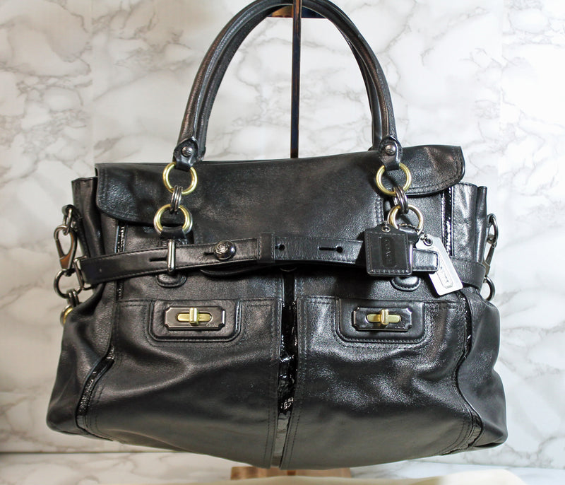 Coach Purse: 17785 Black Leather Chelsea Dowel Shoulder Bag