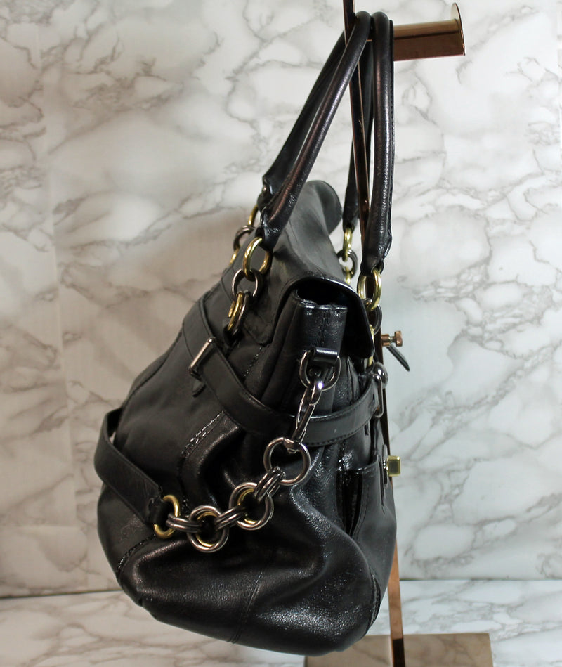 Coach Purse: 17785 Black Leather Chelsea Dowel Shoulder Bag