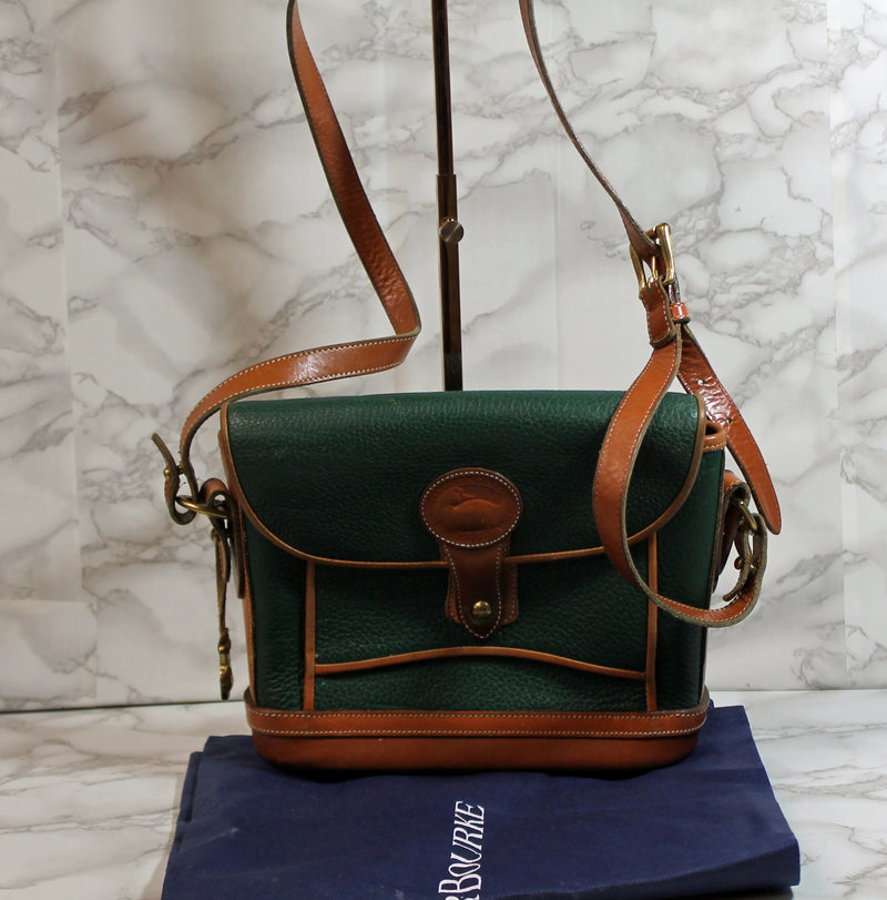 Dooney & Bourke Purse: Green and Tan AWL Carrier Shoulder Bag