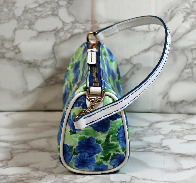 Dooney & Bourke Purse: White Blue Floral Mini Barrel Handbag