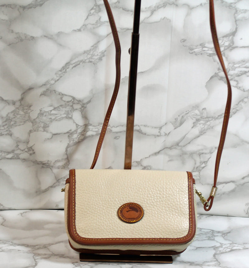 Dooney & Bourke Purse: Ivory Leather Convertible Crossbody Bag