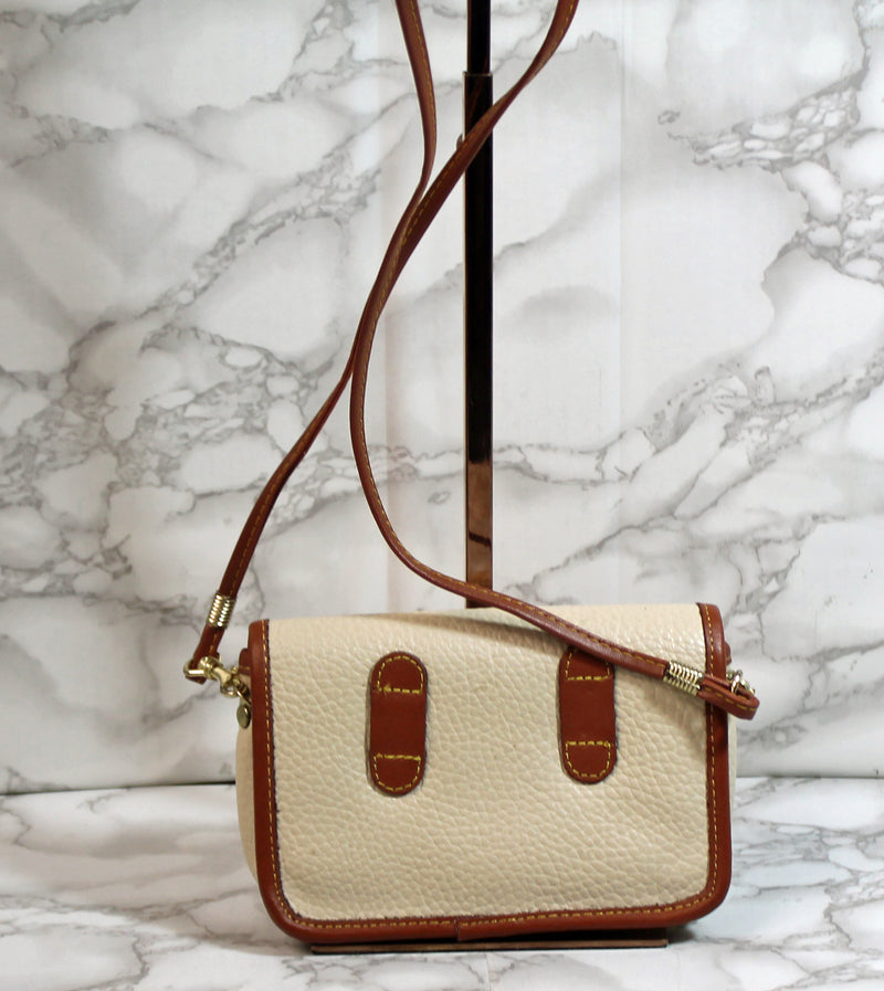 Dooney & Bourke Purse: Ivory Leather Convertible Crossbody Bag