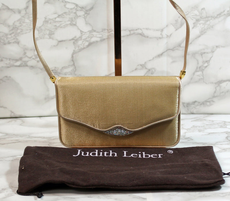 Judith Leiber Purse: Gold Convertible Clutch Shoulder Bag