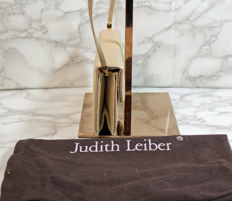 Judith Leiber Purse: Gold Convertible Clutch Shoulder Bag