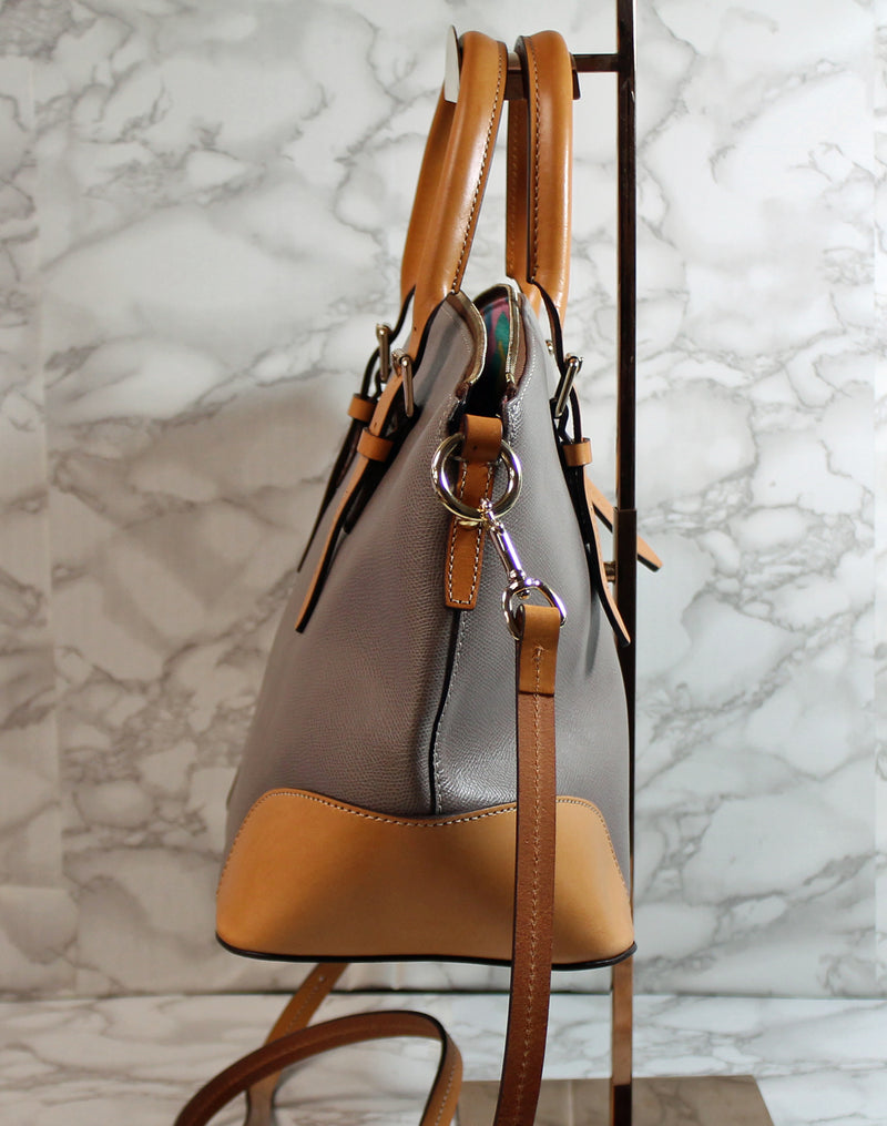 Dooney & Bourke Purse: Grey Leather Denison Shoulder Bag