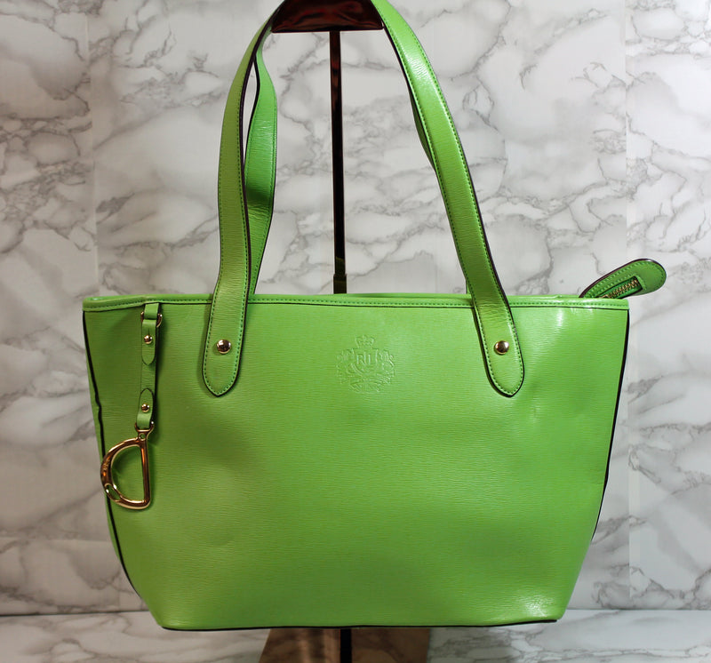 Ralph Lauren Purse: Green Leather Tote Bag