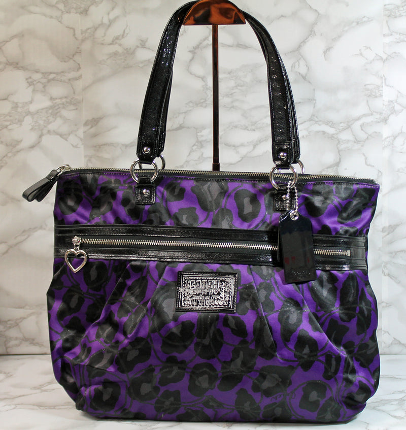 Coach Purse: F20048 Purple Black Ocelet Poppy Shoulder Bag