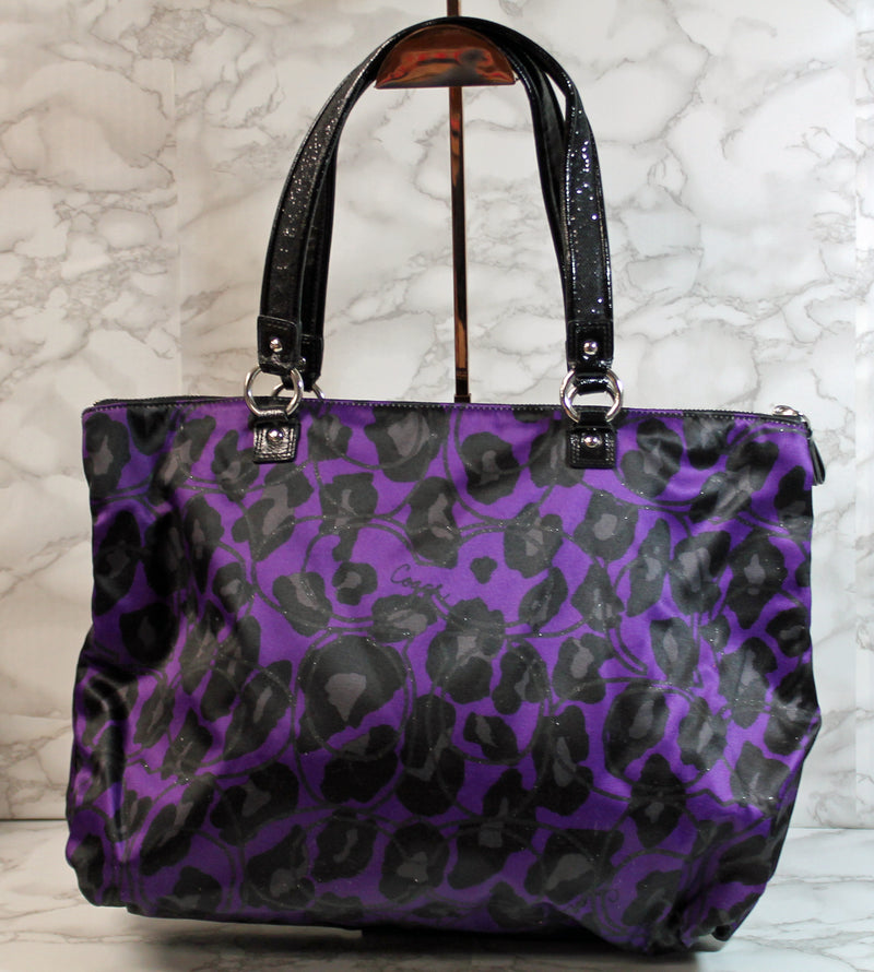 Coach Purse: F20048 Purple Black Ocelet Poppy Shoulder Bag