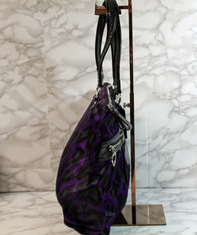 Coach Purse: F20048 Purple Black Ocelet Poppy Shoulder Bag