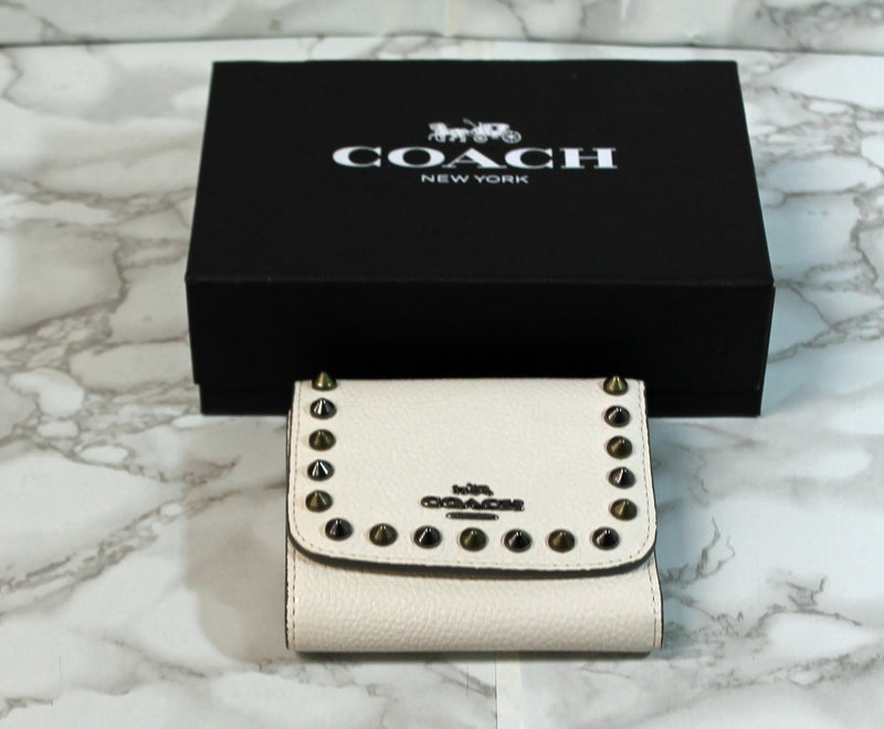 Coach Purse: White Stud Small Trifold Wallet Bag