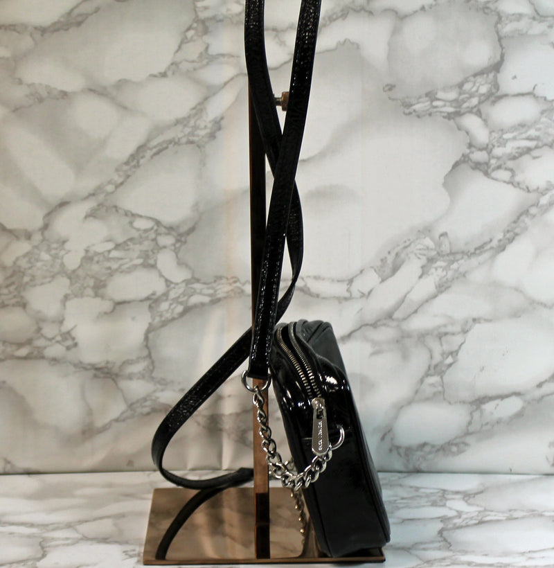 Michael Kors Purse: Black Patent Leather Crossbody Bag