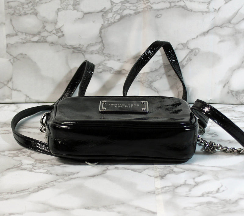 Michael Kors Purse: Black Patent Leather Crossbody Bag