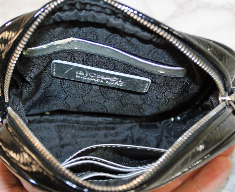 Michael Kors Purse: Black Patent Leather Crossbody Bag