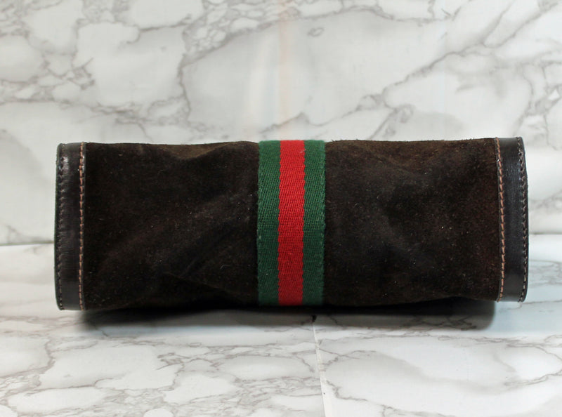 Gucci Purse: Brown Suede Cluch Pouch Bag