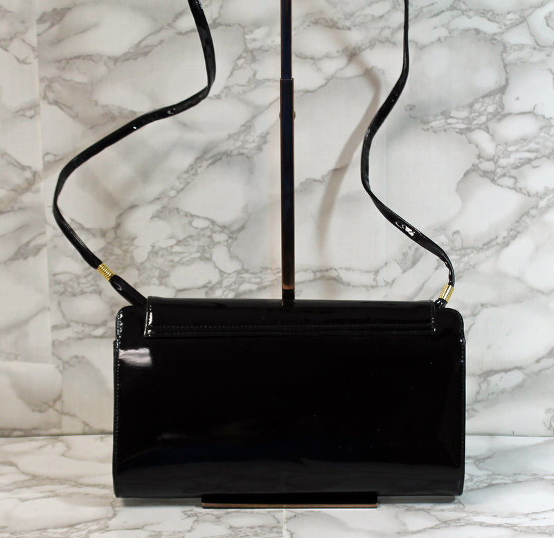 Ande Purse: Black Patent Leather Convertible Crossbody Bag