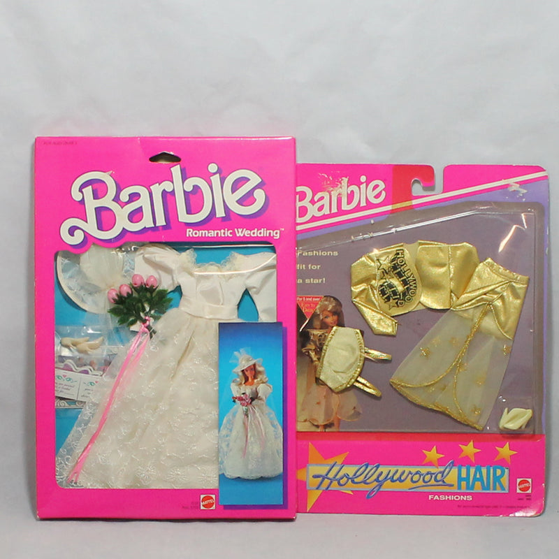 Barbie Romantic Wedding and Hollywood Hair Fashions - Set of 2