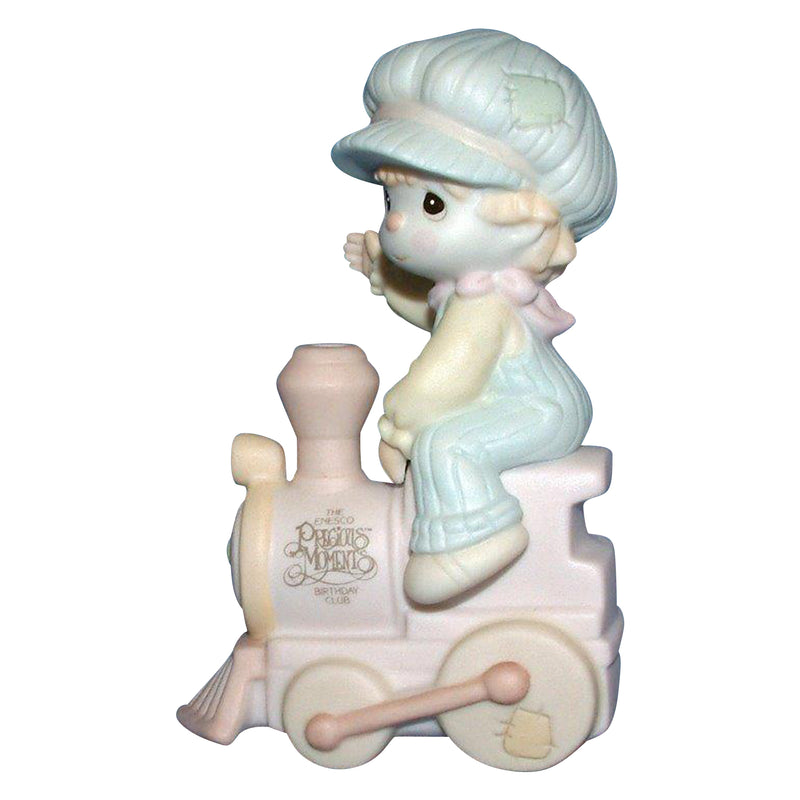 Precious Moments Figurine: b0107 All Aboard for Birthday Club Fun | Birthday Club Charter Member