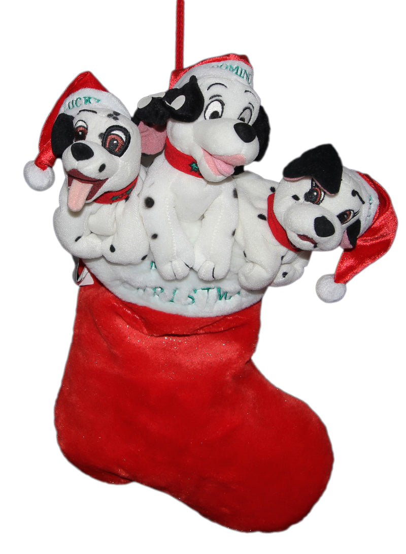 Disney Plush: Lucky, Dalmation, and Jewel in a Christmas Stocking