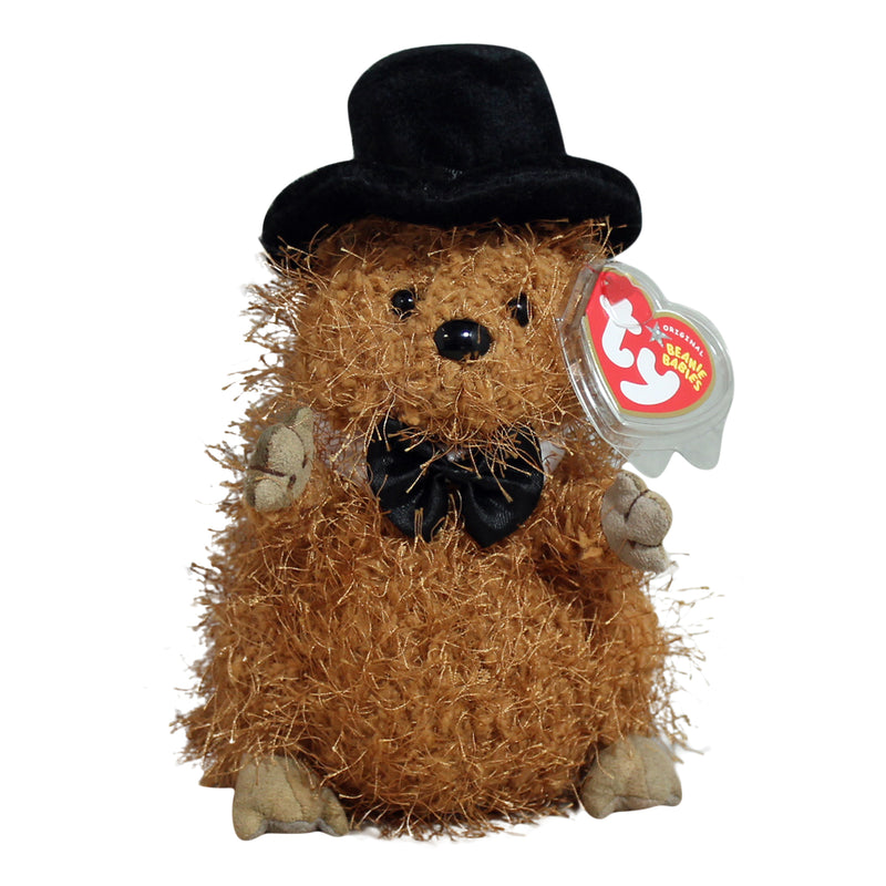 Ty Beanie Baby: Punxsutawney Phil 2005 the Groundhog- Black Bow Tie