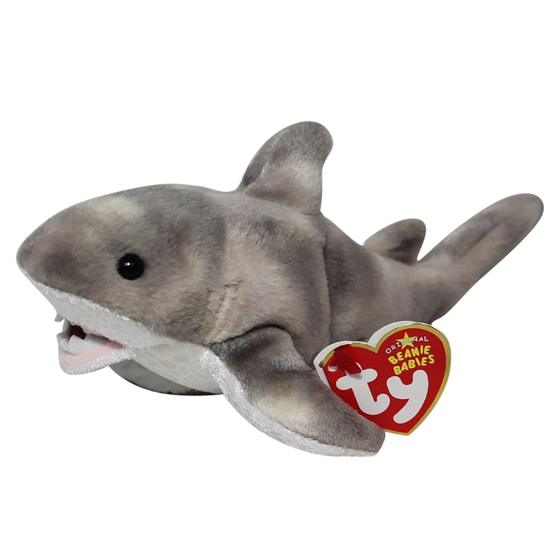 Ty Beanie Baby: Finn the Shark- Grey