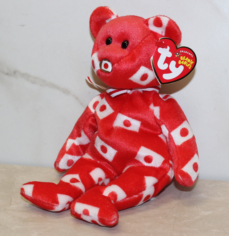 Ty Beanie Baby: Hikari the Bear Flag Nose - Japan Exclusive