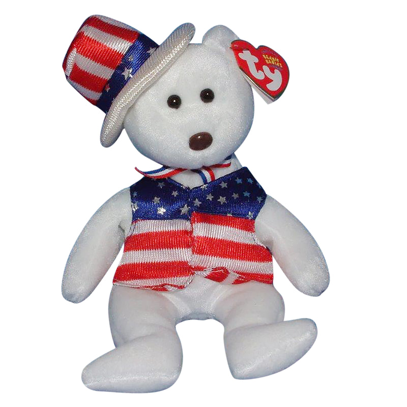 Ty Beanie Baby: Sam the Bear - White